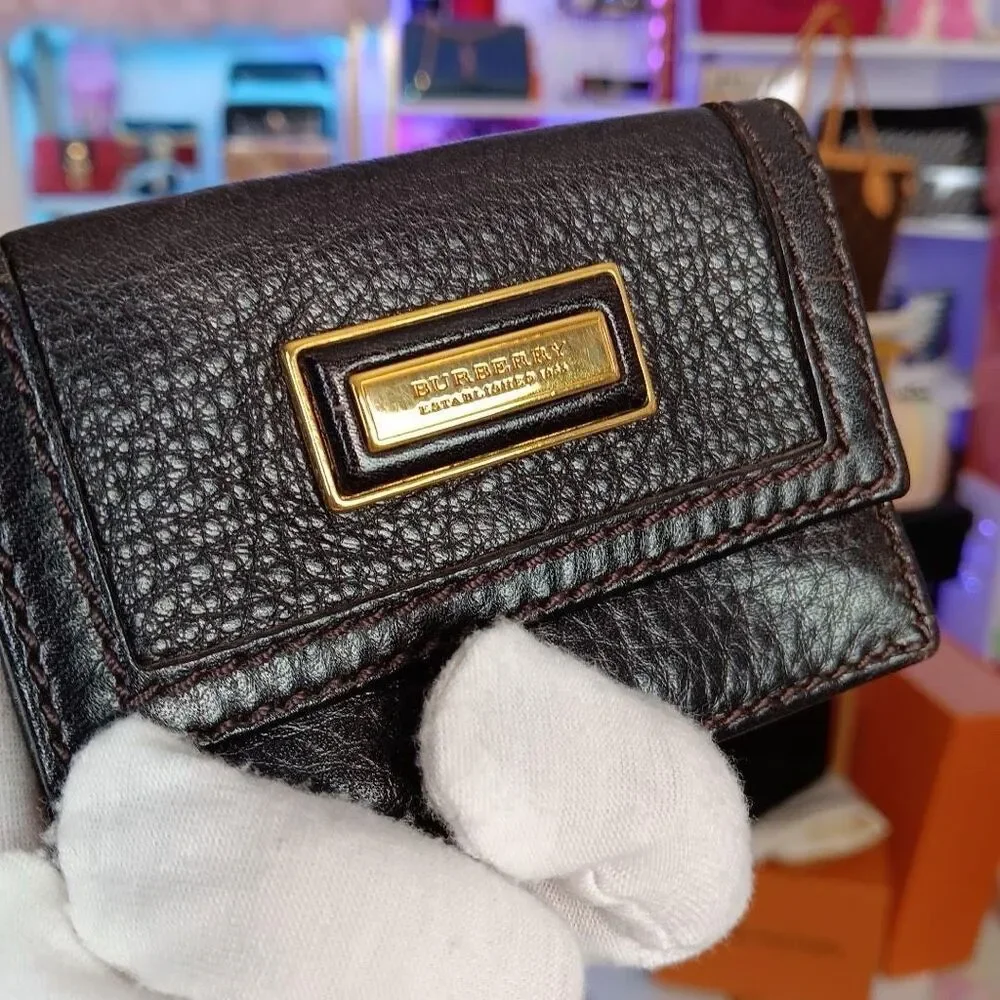 Burberry Vintage Dark Brown Leather Card Holder